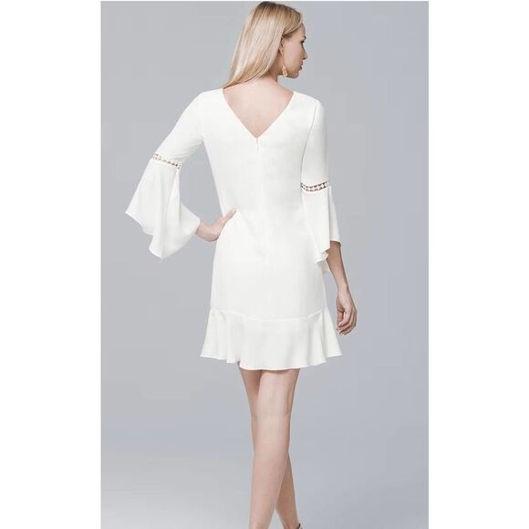 NEW WHBM Bohemian Elegant Shift Dress Bell-Sleeves & Flirty Over-The-Knee Hem - Picture 3 of 7